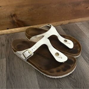 BIRKENSTOCK Gizeh White T Strap Flats Sandals EUR 40